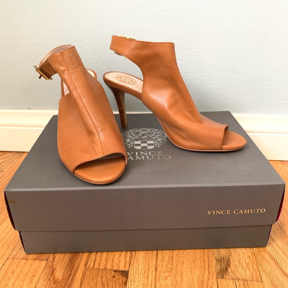 Vince Camuto Nissah Brown Leather Slingback Heels